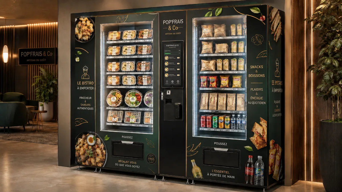 Visuel illustratif d'un concept de self-service alimentaire autonome POP'FRAIS & Co
